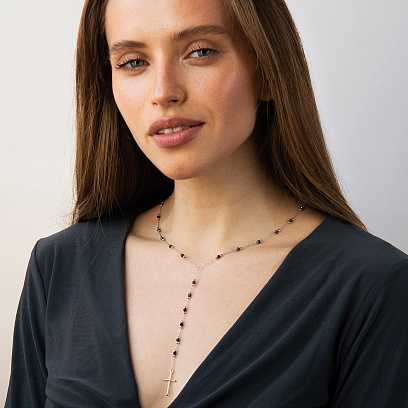 Золотое колье с крестиком (фианиты) кол02594 №7