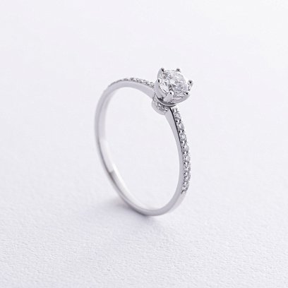 Помолвочное кольцо с бриллиантами (белое золото) 225401121