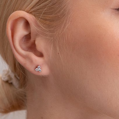 Золотые серьги - пусеты с бриллиантами 322531121 №4