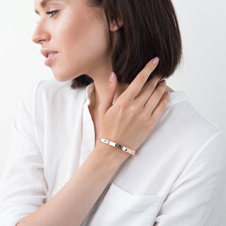 Золотий браслет з фіанітами б04123 від ювелірного магазину Онікс - 2