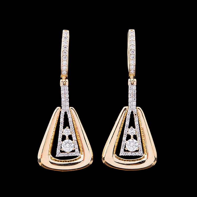 Золоті сережки "Гітара" з фіанітами с03620 від ювелірного магазину Онікс - 2