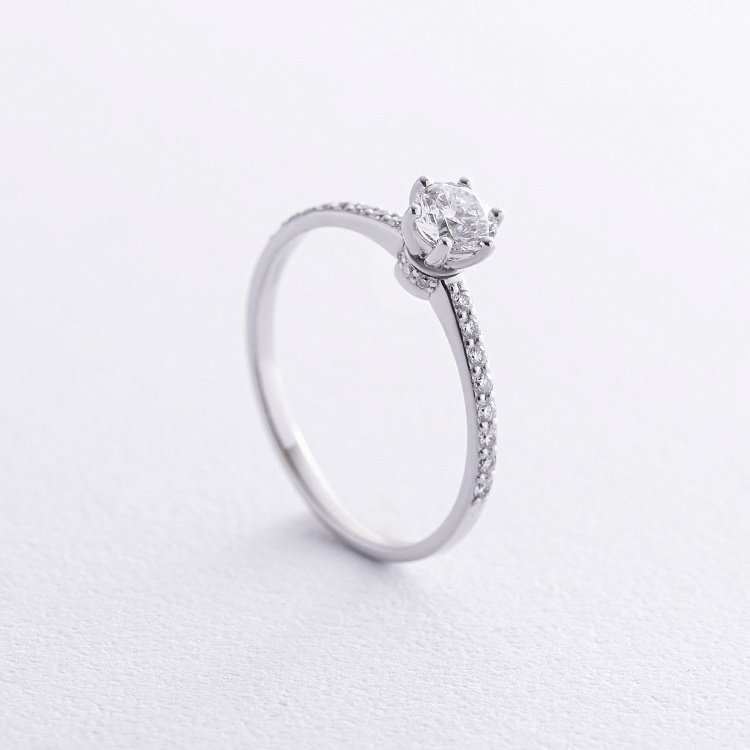 Помолвочное кольцо с бриллиантами (белое золото) 225401121 от ювелирного магазина Оникс