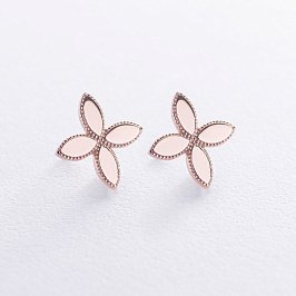 Серьги - пусеты "Клевер" в красном золоте с08511