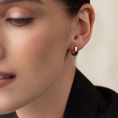 Серьги - кольца в желтом золоте (овальные) с08107 №2