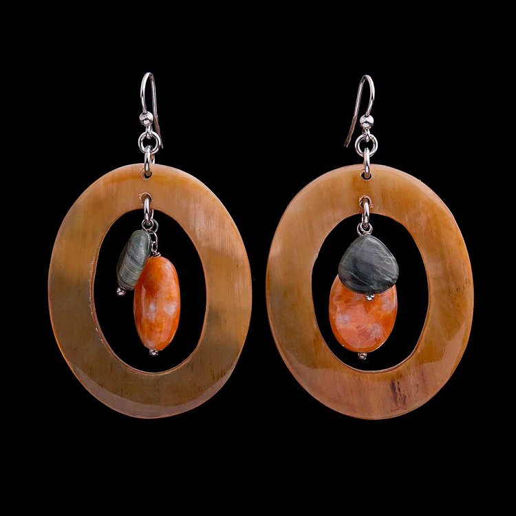 Сережки з сердоліком і агатом 232с24 - 2 Сережки з сердоліком і агатом 232с24 від ювелірного магазину Онікс - 2