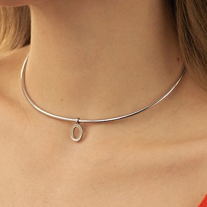 Серебряный кулон "Буква О" (кулон под чокер) 1105О №3