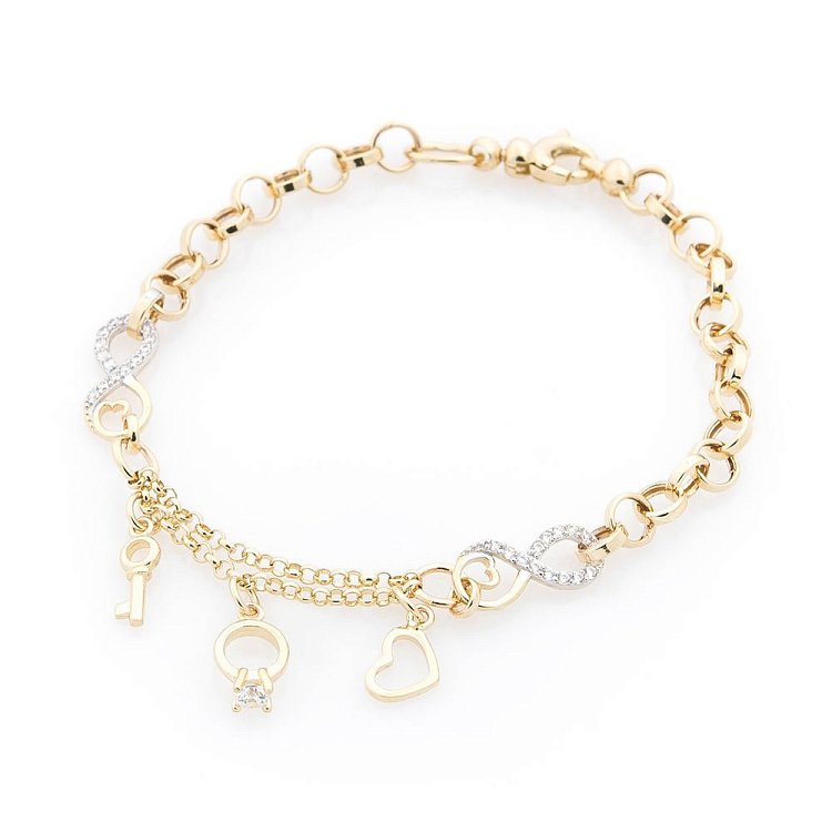 Золотой браслет "Бесконечность" (фианиты) б03445 от ювелирного магазина Оникс