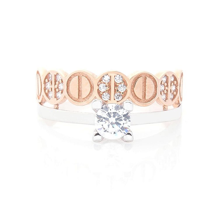 Золота каблучка з фіанітами к05564 від ювелірного магазину Онікс - 1