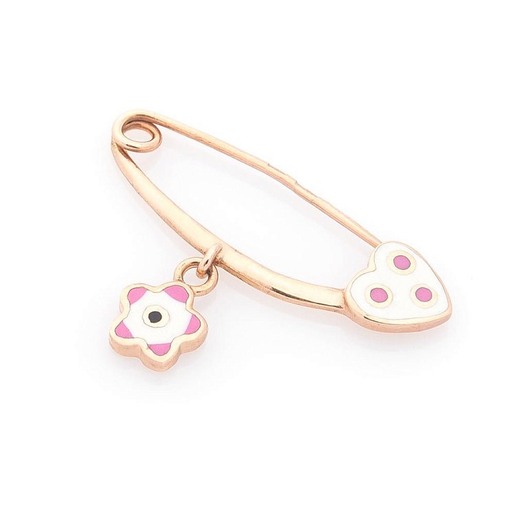 Золота дитяча булавка "Квіточка" з емаллю зак00104цр від ювелірного магазину Онікс