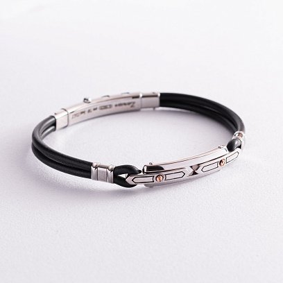 Чоловічий браслет із срібною та золотою вставкою Zancan EXB269R-N №3