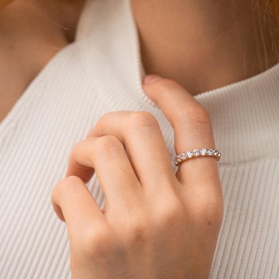 Золотое кольцо с дорожкой камней (фианиты) к08163 №2