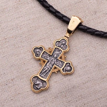 Серебряный крест "Распятие Христово с предстоящими. Архангел Михаил" 132227 №7