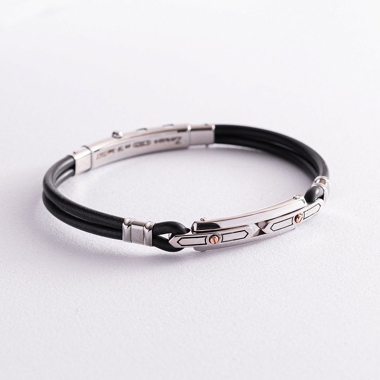 Чоловічий браслет із срібною та золотою вставкою Zancan EXB269R-N від ювелірного магазину Онікс - 2