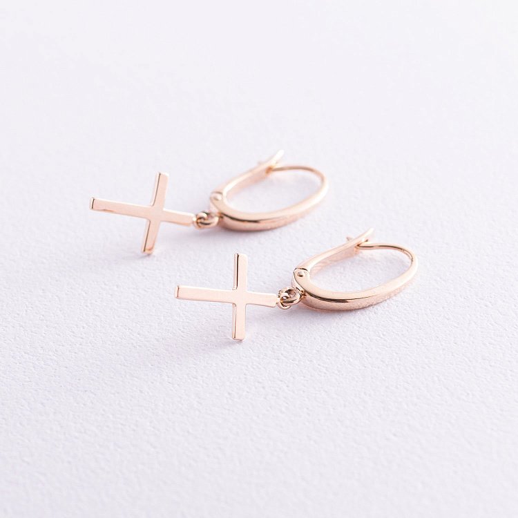 Сережки "Хрестики" в червоному золоті с07005 від ювелірного магазину Онікс - 4