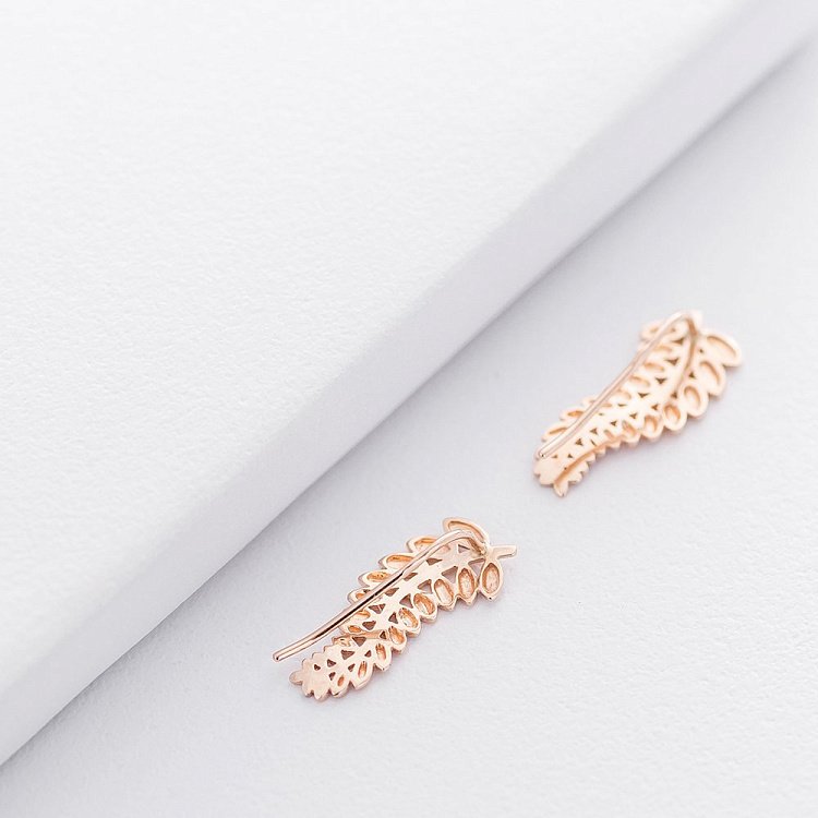 Золоті сережки - клаймбери "Листочки" с06205 від ювелірного магазину Онікс - 2