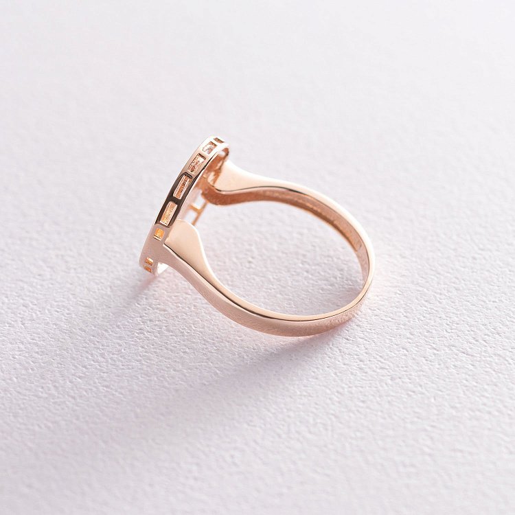 Каблучка "Конюшина" в червоному золоті (емаль) к06708 від ювелірного магазину Онікс - 2