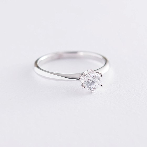Помолвочное кольцо в белом золоте (куб. цирконий Swarovski) к06322 №3