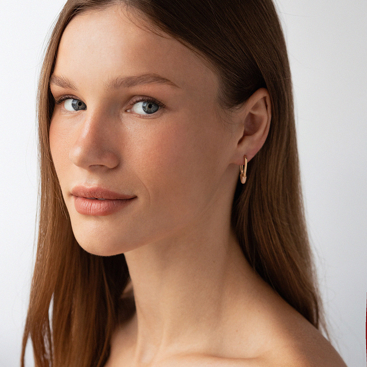 Золотые серьги "Булавки" (белые фианиты) с09116 от ювелирного магазина Оникс - 4