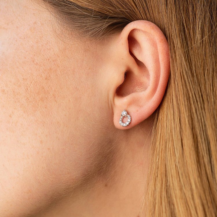 Золоті сережки - пусети "Крапельки" з діамантами сб0499nl від ювелірного магазину Онікс - 3