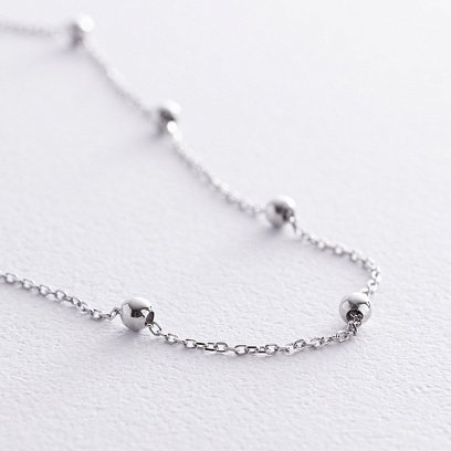 Браслет "Шарики" на ногу (белое золото) б05314 №4