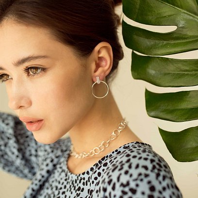 Серебряные серьги - пусеты "Уверенность" 122765 №6