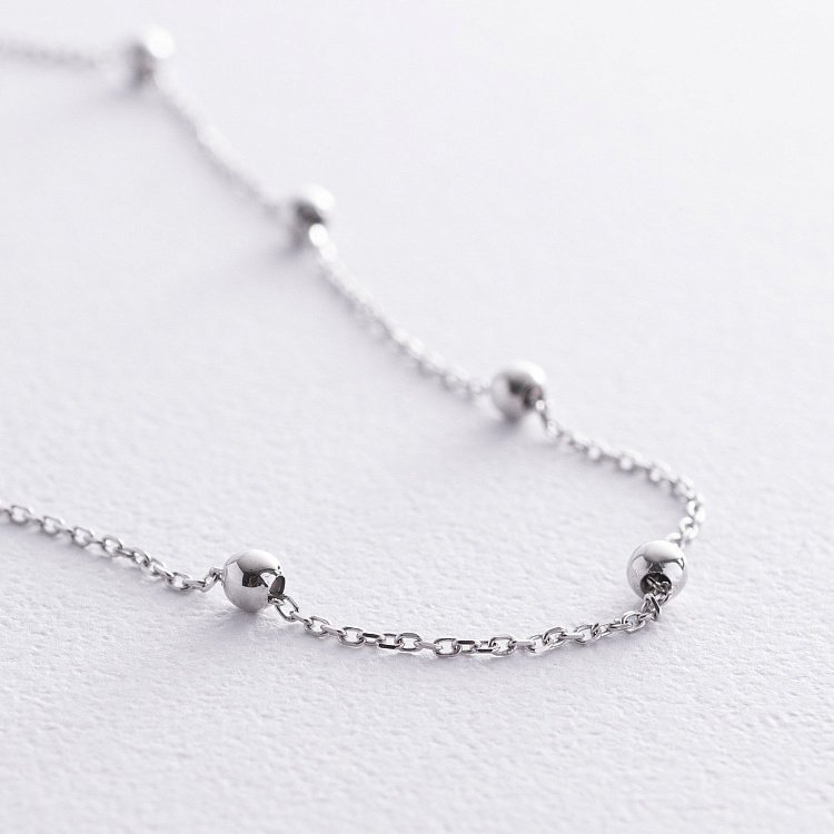 Браслет "Шарики" на ногу (белое золото) б05314 от ювелирного магазина Оникс - 5