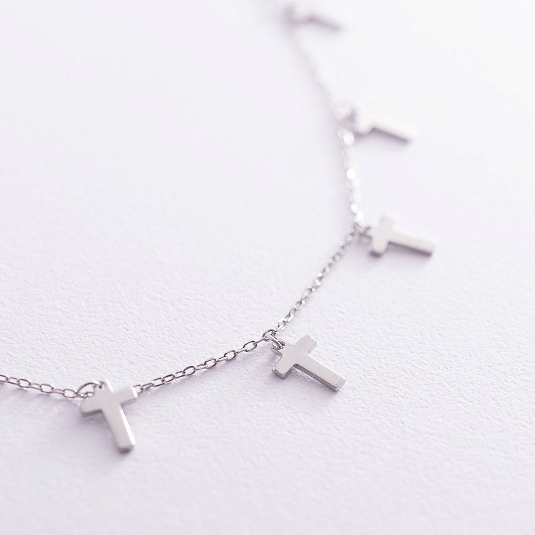 Срібне кольє "Хрестики" (9 шт) 181034 від ювелірного магазину Онікс - 2