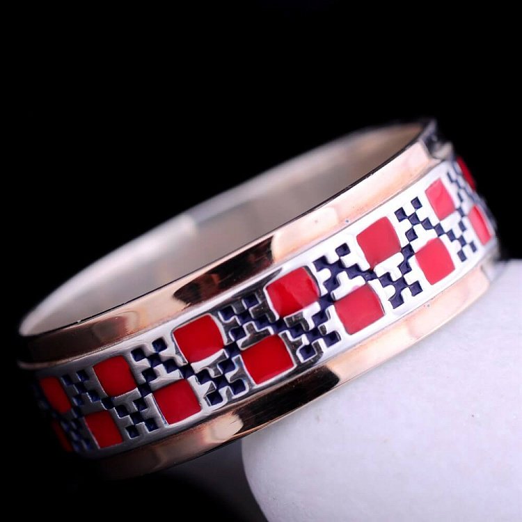 Серебряное кольцо "Украинская вышивка" 715(к) от ювелирного магазина Оникс - 2