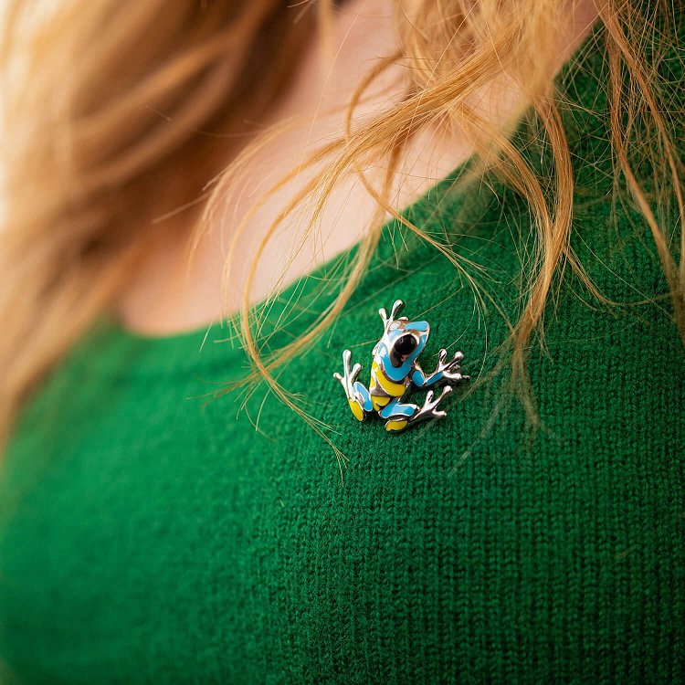 Серебряная брошь "Украинская лягушка" с эмалью 414 от ювелирного магазина Оникс - 1