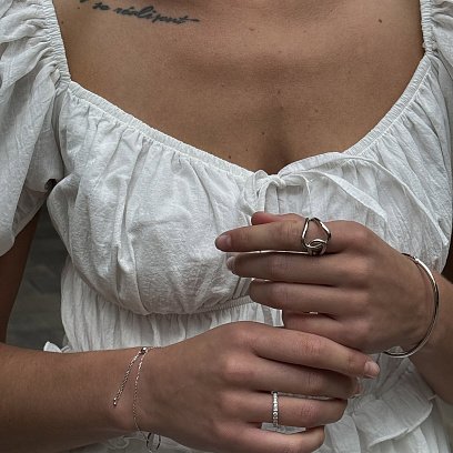 Жесткий браслет в белом золоте б04717 №13