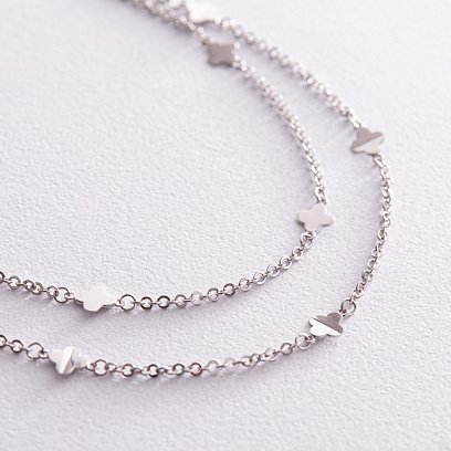 Двойной браслет "Клевер" в белом золоте б05180 №3