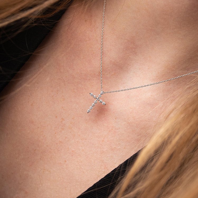 Золоте колье "Хрестик" з діамантами колб0108di від ювелірного магазину Онікс - 6