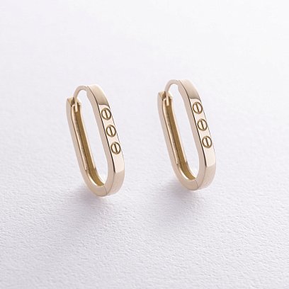 Сережки "Love" у жовтому золоті с08606