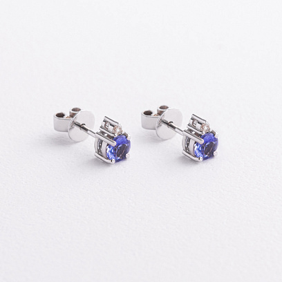 Золоті сережки - пусети (діаманти, сапфіри) сб0435nl №2