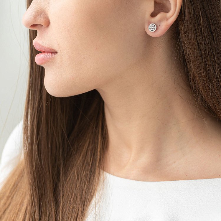 Золотые серьги-пусеты (бриллиант) с254ri - 2 Золотые серьги-пусеты (бриллиант) с254ri от ювелирного магазина Оникс - 2