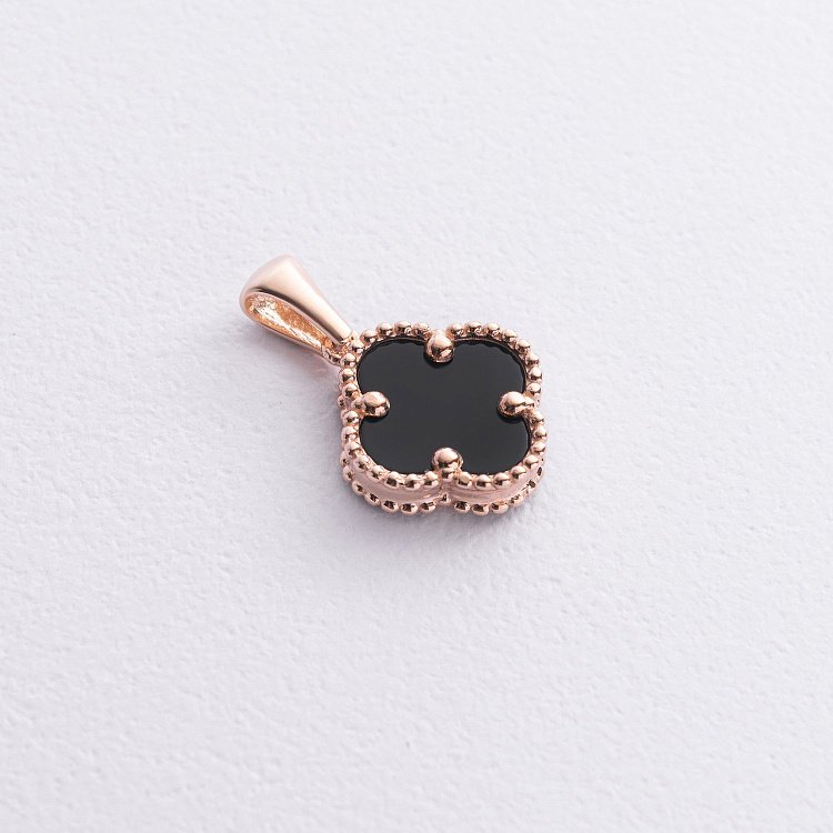 Подвеска "Клевер" в красном золоте (оникс) п03948 от ювелирного магазина Оникс