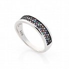 Серебряное кольцо с разноцветными фианитами 112058 от ювелирного магазина Оникс
