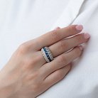 Золотое кольцо с синими сапфирами и бриллиантами м0725 от ювелирного магазина Оникс - 1