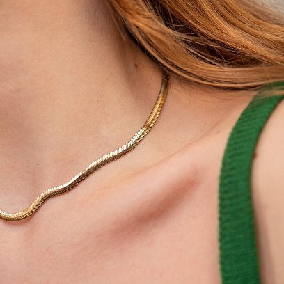 Кольє "Gisele" у жовтому золоті (снейк) ц00388 №4