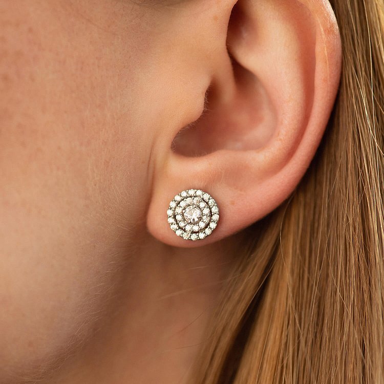 Срібні сережки - пусети з фіанітами 911 від ювелірного магазину Онікс - 4