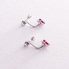 Срібні сережки - пусети "Сердечка" з рубіном і фіанітами 2713/9р-HRUB от ювелирного магазина Оникс - 3