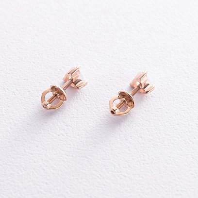 Золотые серьги - пусеты "Сердечки" с куб. цирконием (Swarovski) 1119к №5