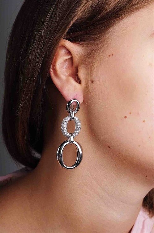 Серьги "Кольца" (фианит) 121156 - 2 Серьги "Кольца" (фианит) 121156 от ювелирного магазина Оникс - 2