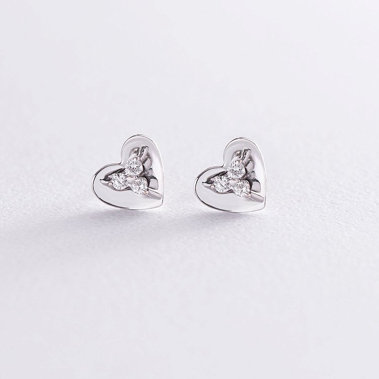 Золотые серьги "Сердечки" (бриллианты) с227 от ювелирного магазина Оникс
