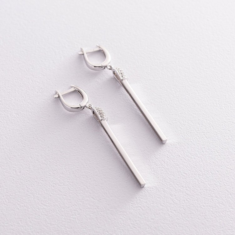 Золоті сережки "Сірники" (фіаніт) с06280 від ювелірного магазину Онікс - 12