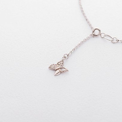 Золотий браслет на ногу "Метелик" (фіаніт) б03702 №2