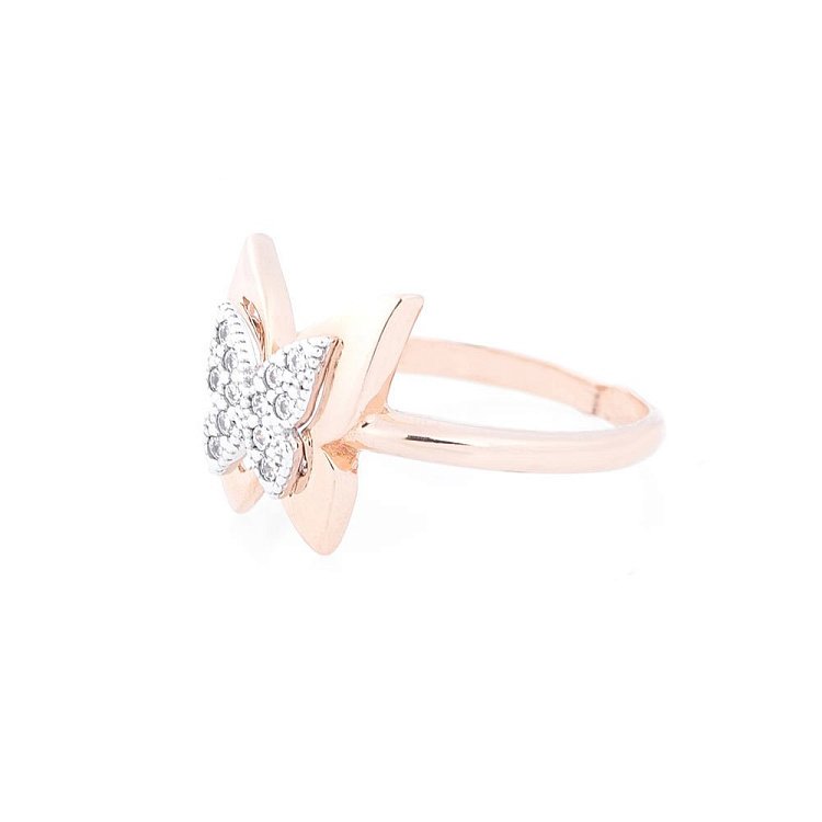 Золотое кольцо "Бабочка с фианитами" к04951 от ювелирного магазина Оникс - 1