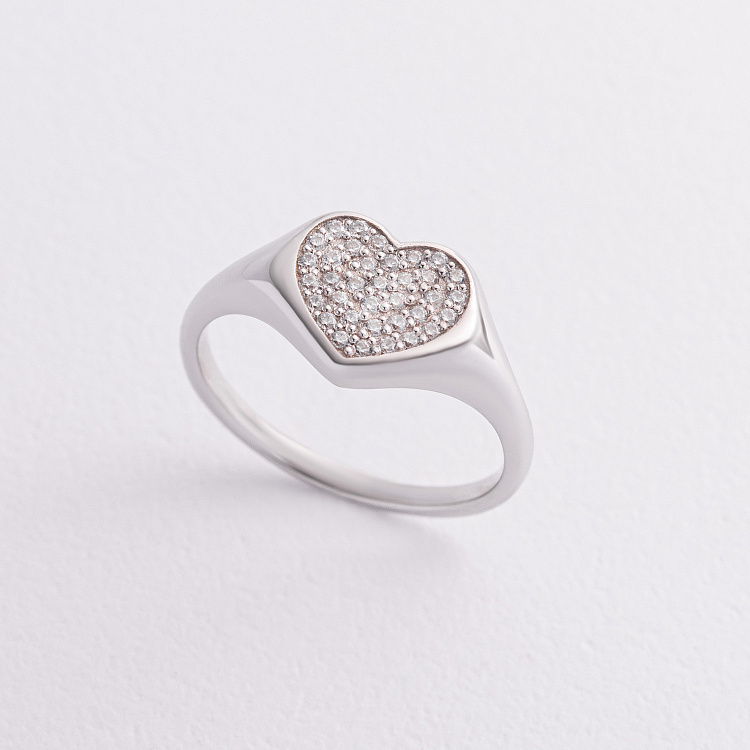 Золотое кольцо "Сердечко" с фианитами к08300 от ювелирного магазина Оникс