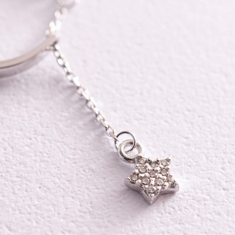 Золотое кольцо с подвеской "Звездочка" (фианиты) к06999 от ювелирного магазина Оникс - 3