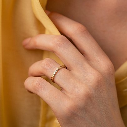 Кольцо "Косичка" в желтом золоте к07515 №2